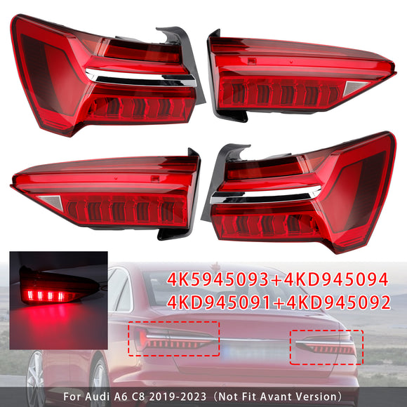 4 kpl vasen oikea ulompi sisäinen LED-takavalokokoonpano Audi A6 C8 2019-2023