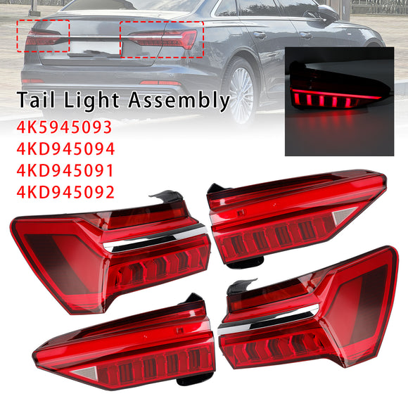 4 kpl vasen oikea ulompi sisäinen LED-takavalokokoonpano Audi A6 C8 2019-2023