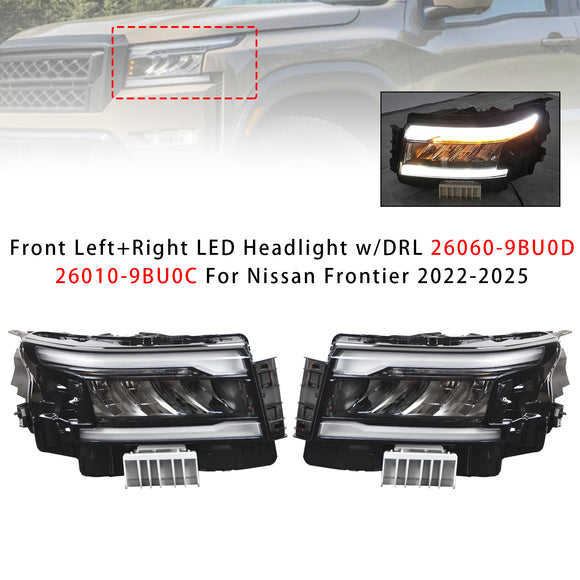 Faro LED delantero izquierdo + derecho con DRL para Nissan Frontier 2022-2025