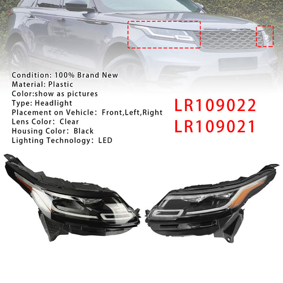2018-2023 Land Range Rover Velar edessä vasen+oikea LED-ajovalo LR109022 LR093392