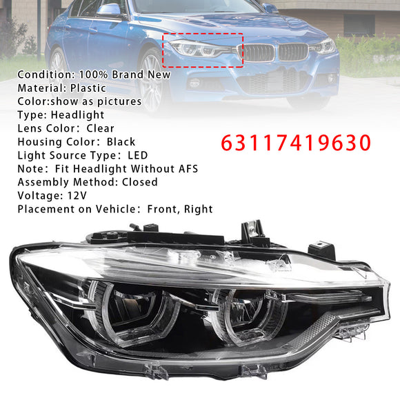 BMW 3 Series F30 F31 2016-2019 Ilman AFS Oikeaa LED-ajovaloa 63117419630 7419630