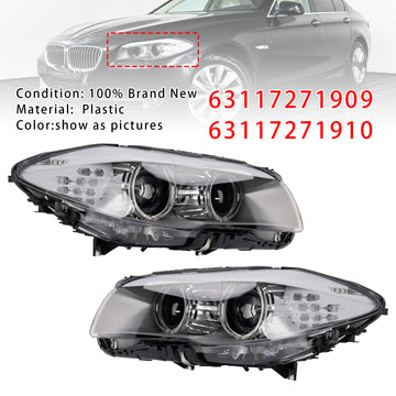 Reflektor ksenonowy LED DRL lewy + prawy reflektor do BMW serii 5 F10 sedan 2010-2013 bez AFS - 0