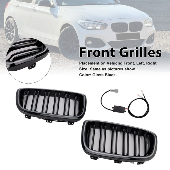 2PCS Front Bumper Kidney Grille Grill Fit BMW 1 Series F20 F21 2012-2014