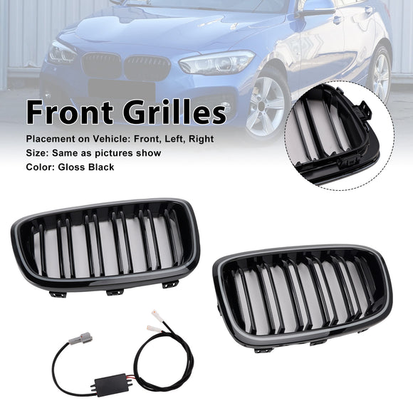 2PCS Front Bumper Kidney Grille Grill Fit BMW 1 Series F20 F21 2012-2014