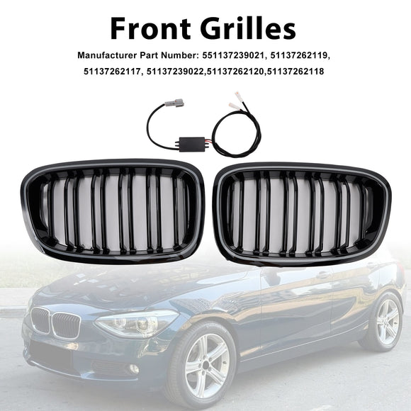 2PCS Front Bumper Kidney Grille Grill Fit BMW 1 Series F20 F21 2012-2014