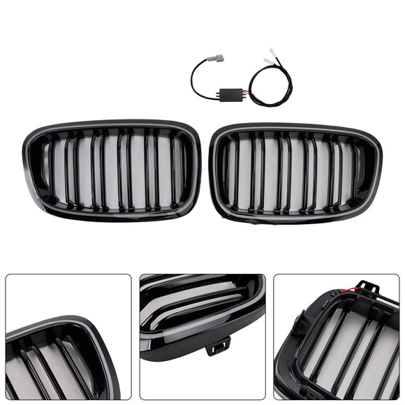 2PCS Front Bumper Kidney Grille Grill Fit BMW 1 Series F20 F21 2012-2014
