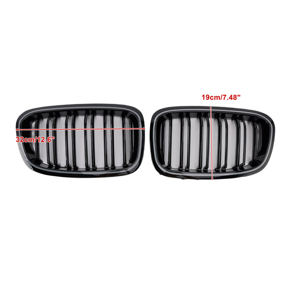 2PCS Front Bumper Kidney Grille Grill Fit BMW 1 Series F20 F21 2012-2014