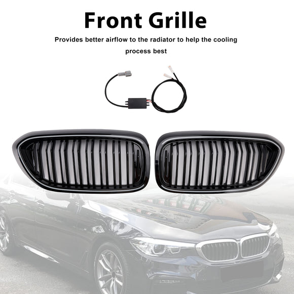 Kiiltävä musta kaksoislamelli etumunuaissäleikkö sopii BMW 5-sarjan G30 G31 2017-2020