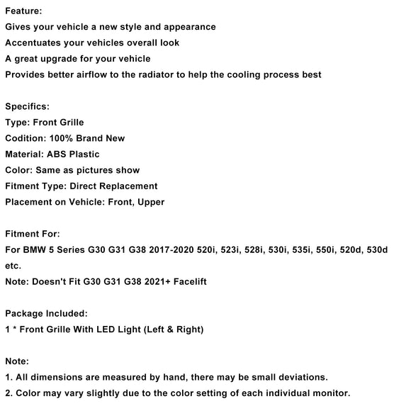 Kiiltävä musta kaksoislamelli etumunuaissäleikkö sopii BMW 5-sarjan G30 G31 2017-2020