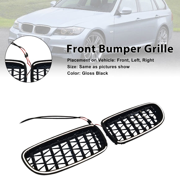Diamond Front Kidney Grill Grille Fit BMW 3 Series E90/E91 2009-2011 LCI