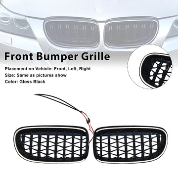 Diamond Front Kidney Grill Grille Fit BMW 3 Series E90/E91 2009-2011 LCI