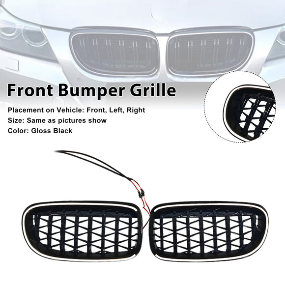Diamond Front Kidney Grill Grille Fit BMW 3 Series E90/E91 2009-2011 LCI