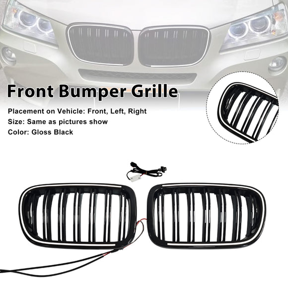 Svart främre stötfångare njurgrill Grill Passar BMW X3 F25 2011-2014 Dual Line