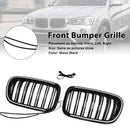 Svart främre stötfångare njurgrill Grill Passar BMW X3 F25 2011-2014 Dual Line-3