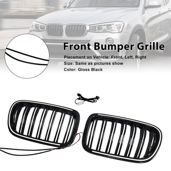 Svart främre stötfångare njurgrill Grill Passar BMW X3 F25 2011-2014 Dual Line
