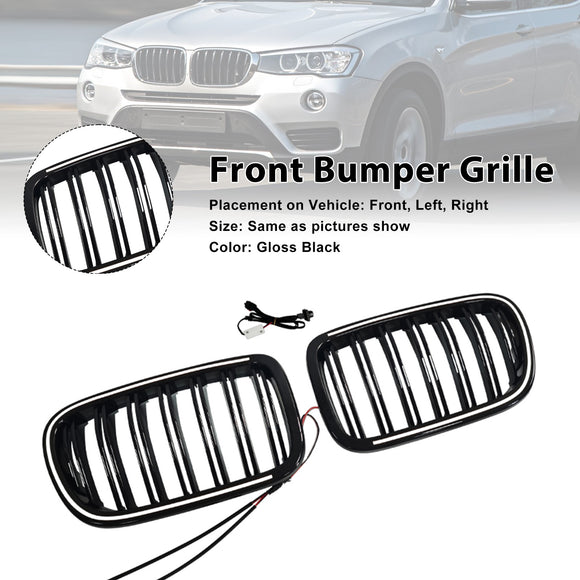 Svart främre stötfångare njurgrill Grill Passar BMW X3 F25 2011-2014 Dual Line