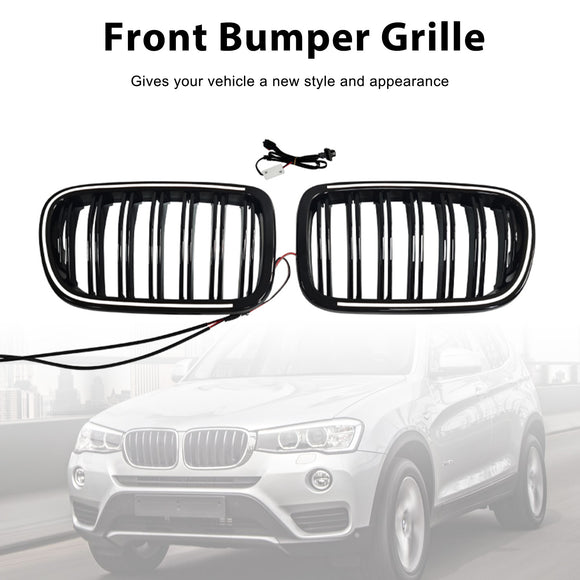 Svart främre stötfångare njurgrill Grill Passar BMW X3 F25 2011-2014 Dual Line