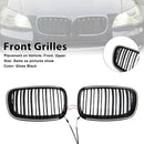 Rejilla de riñón para parachoques delantero, color negro brillante, compatible con BMW X5 E70 X6 E71 2007-2013-1
