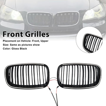 Gloss Black Front Bumper Kidney Grill Grille Fit BMW X5 E70 X6 E71 2007-2013