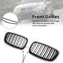 Rejilla de riñón para parachoques delantero, color negro brillante, compatible con BMW X5 E70 X6 E71 2007-2013-3