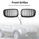 Rejilla de riñón para parachoques delantero, color negro brillante, compatible con BMW X5 E70 X6 E71 2007-2013-4
