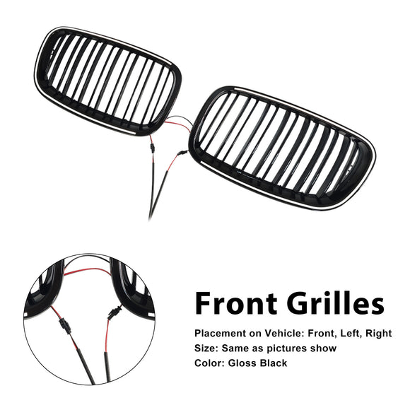 Rejilla de riñón para parachoques delantero, color negro brillante, compatible con BMW X5 E70 X6 E71 2007-2013