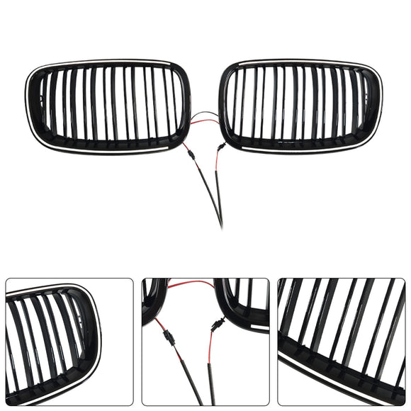 Rejilla de riñón para parachoques delantero, color negro brillante, compatible con BMW X5 E70 X6 E71 2007-2013