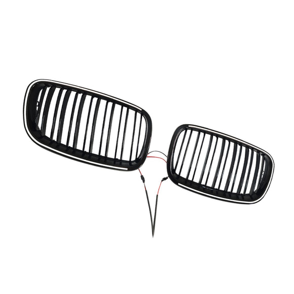 Rejilla de riñón para parachoques delantero, color negro brillante, compatible con BMW X5 E70 X6 E71 2007-2013