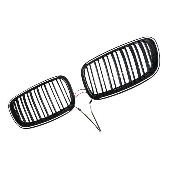 Rejilla de riñón para parachoques delantero, color negro brillante, compatible con BMW X5 E70 X6 E71 2007-2013