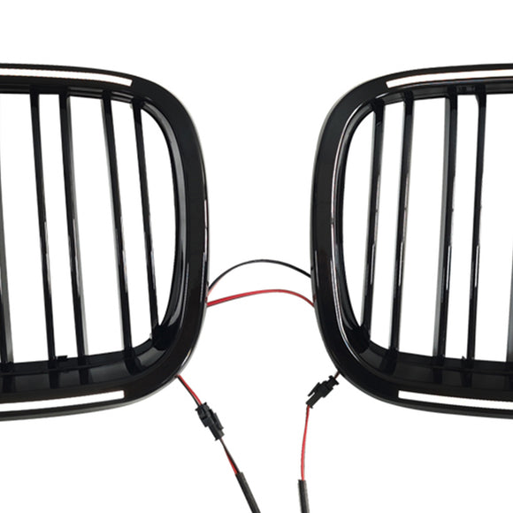 Rejilla de riñón para parachoques delantero, color negro brillante, compatible con BMW X5 E70 X6 E71 2007-2013