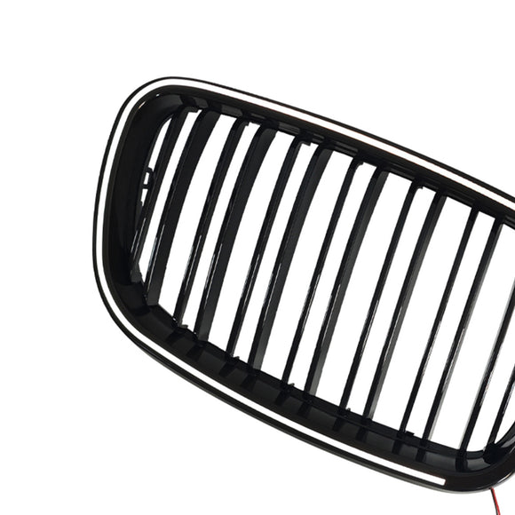 Rejilla de riñón para parachoques delantero, color negro brillante, compatible con BMW X5 E70 X6 E71 2007-2013