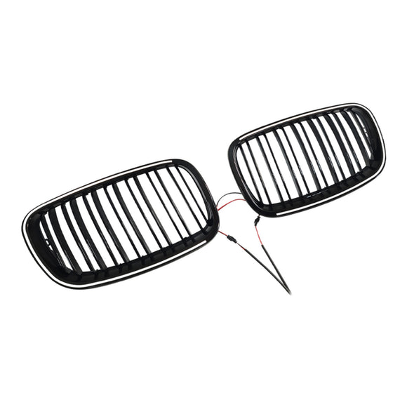 Rejilla de riñón para parachoques delantero, color negro brillante, compatible con BMW X5 E70 X6 E71 2007-2013