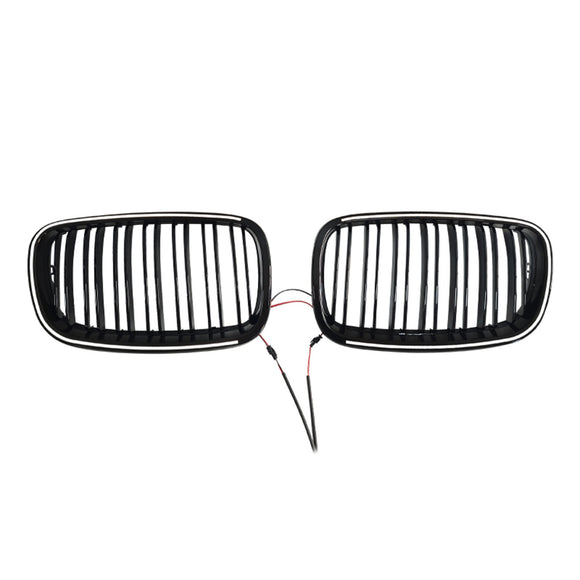 Rejilla de riñón para parachoques delantero, color negro brillante, compatible con BMW X5 E70 X6 E71 2007-2013