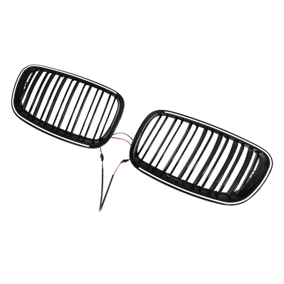 Rejilla de riñón para parachoques delantero, color negro brillante, compatible con BMW X5 E70 X6 E71 2007-2013