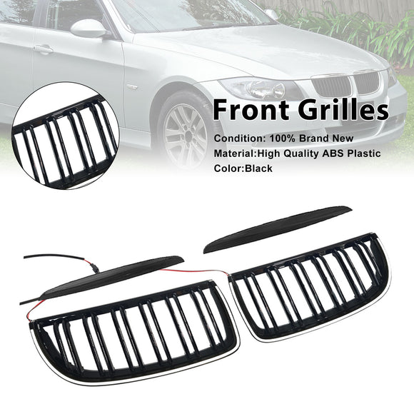 Etumunuaisen kaksoislamellisäleikkö sopii BMW E90 Sedan Wagon 320i 2004-2007 musta