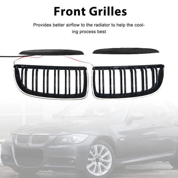 Etumunuaisen kaksoislamellisäleikkö sopii BMW E90 Sedan Wagon 320i 2004-2007 musta
