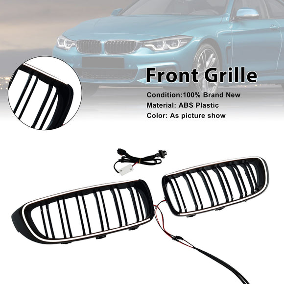 Black Front Kidney Grille Grill Fit BMW F32 F33 F36 F82 2014-2020 Dual Slat