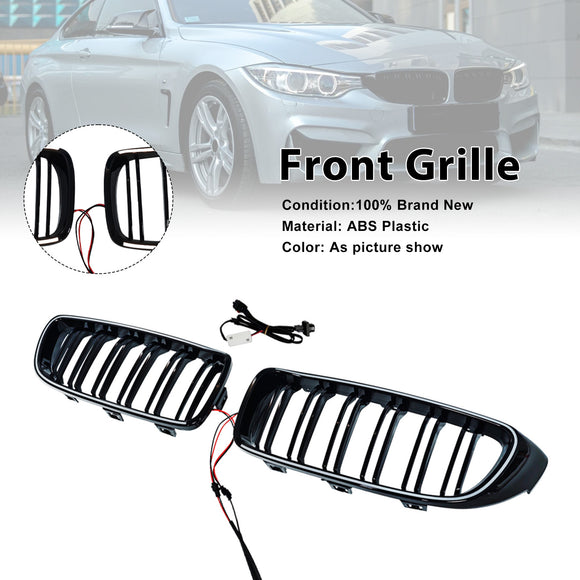 Black Front Kidney Grille Grill Fit BMW F32 F33 F36 F82 2014-2020 Dual Slat