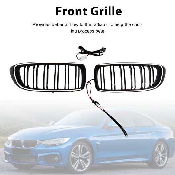 Black Front Kidney Grille Grill Fit BMW F32 F33 F36 F82 2014-2020 Dual Slat