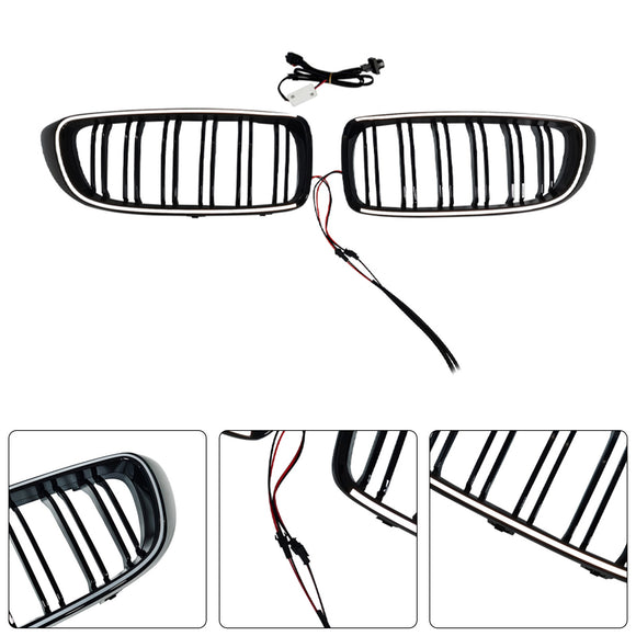 Black Front Kidney Grille Grill Fit BMW F32 F33 F36 F82 2014-2020 Dual Slat