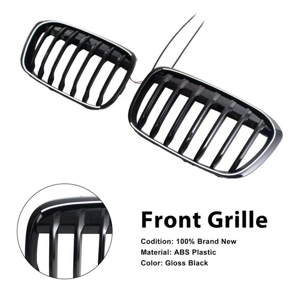 2 Stuks Glanzend Zwart Front Nier Grill Grille Fit Bmw X1 F48 F49 2016-2019