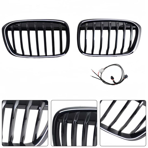 2 Stuks Glanzend Zwart Front Nier Grill Grille Fit Bmw X1 F48 F49 2016-2019