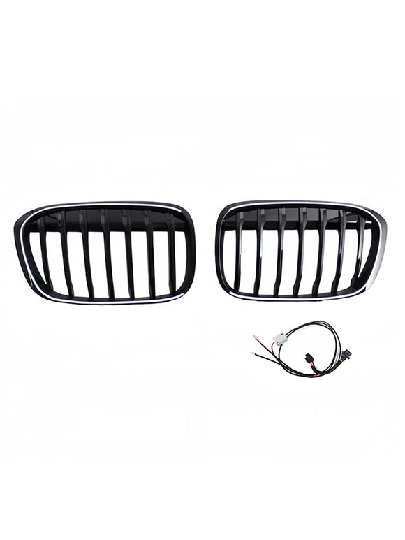 2 Stuks Glanzend Zwart Front Nier Grill Grille Fit Bmw X1 F48 F49 2016-2019