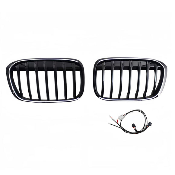 2 Stuks Glanzend Zwart Front Nier Grill Grille Fit Bmw X1 F48 F49 2016-2019
