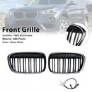 Parrilla frontal negra brillante para BMW X1 F48 F49 2016-2019 de doble línea-1