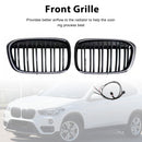 Parrilla frontal negra brillante para BMW X1 F48 F49 2016-2019 de doble línea-4