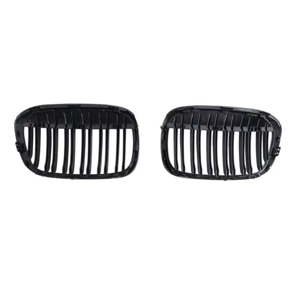 Parrilla frontal negra brillante para BMW X1 F48 F49 2016-2019 de doble línea