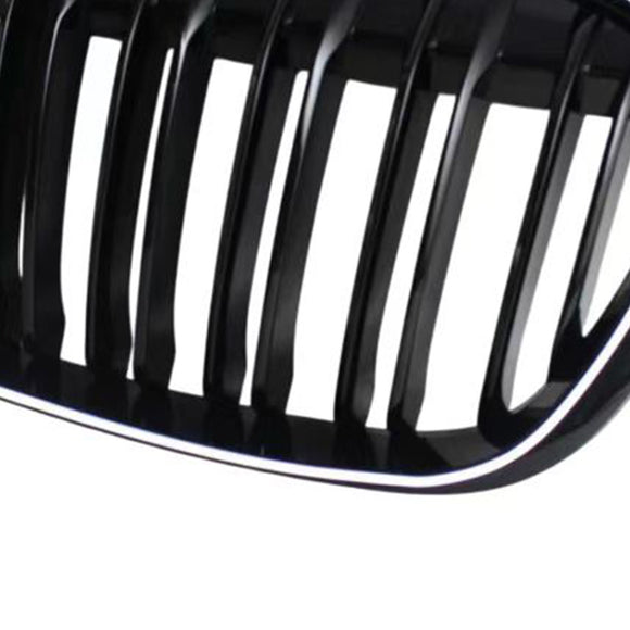 Parrilla frontal negra brillante para BMW X1 F48 F49 2016-2019 de doble línea