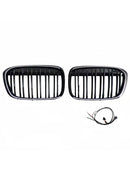 Parrilla frontal negra brillante para BMW X1 F48 F49 2016-2019 de doble línea-13
