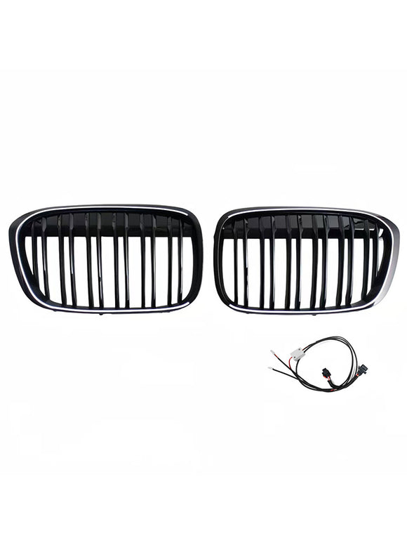 Parrilla frontal negra brillante para BMW X1 F48 F49 2016-2019 de doble línea